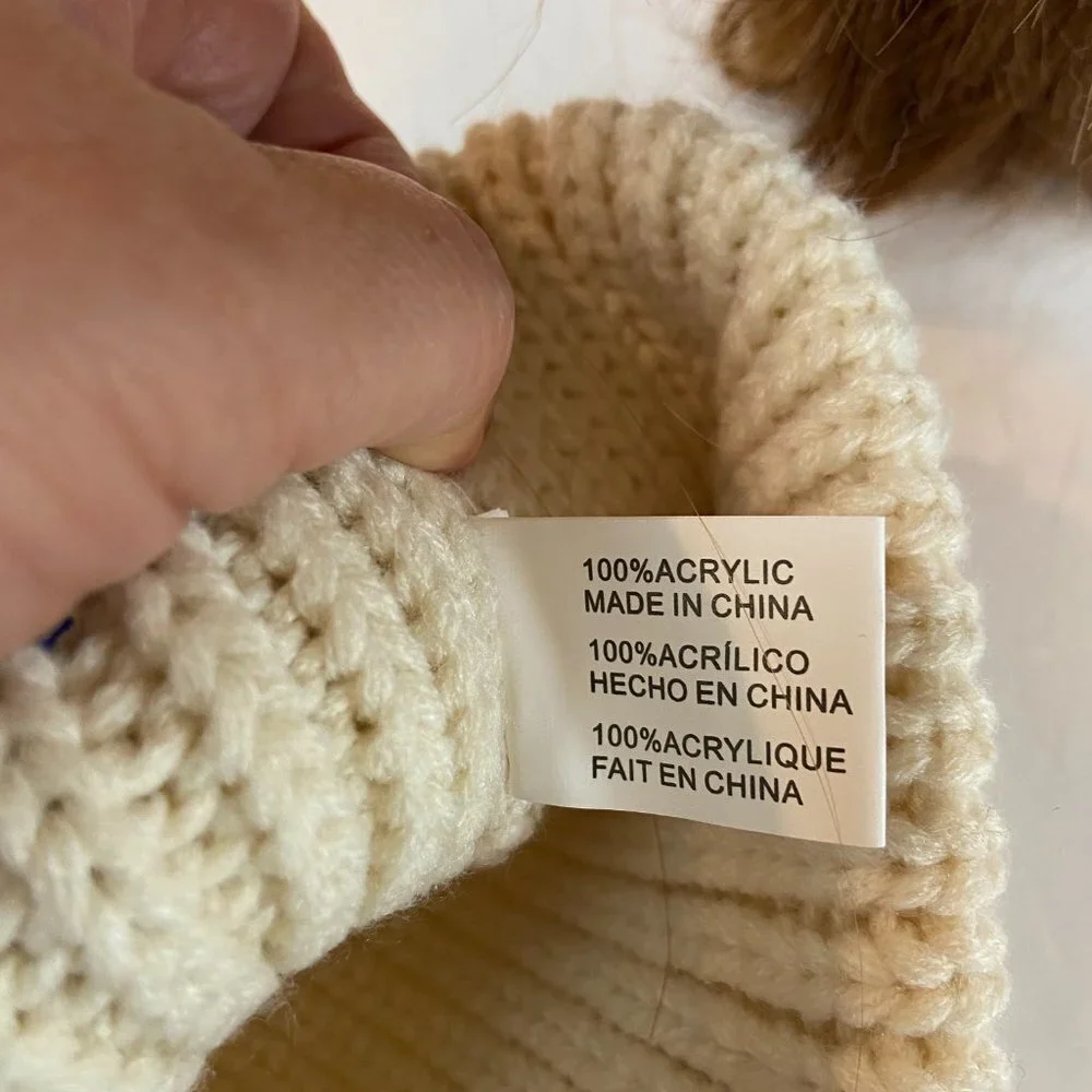 Steve Madden Knitted White Hat Beanie Pom